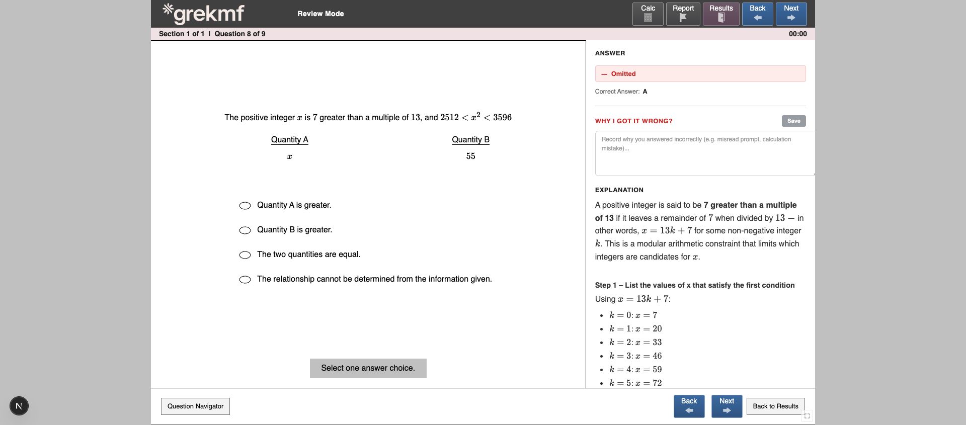 GREKMF GRE Quantitative Comparison Practice example question 1