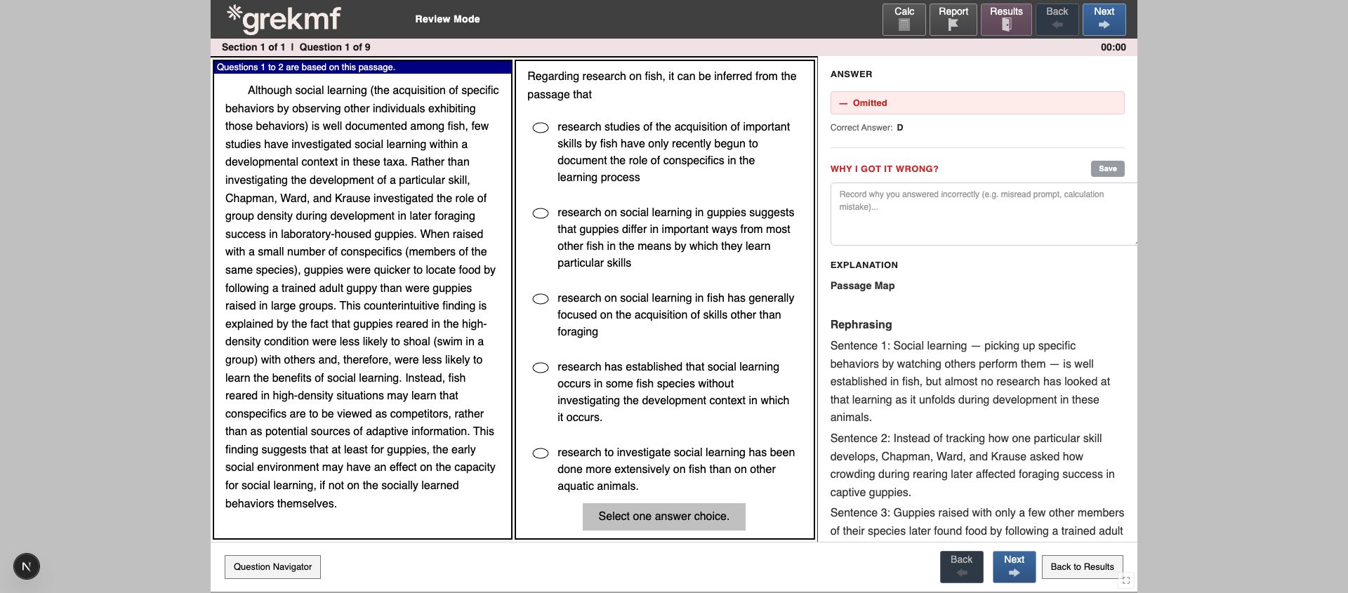 GREKMF GRE Reading Comprehension Practice example question 2