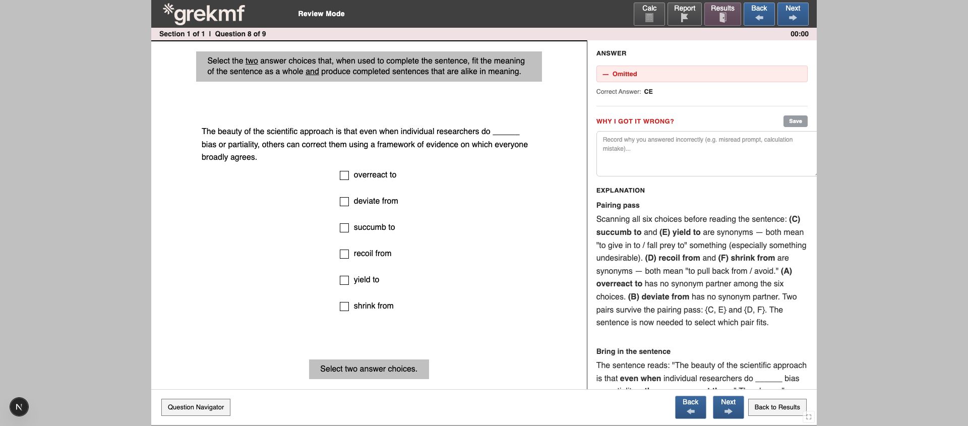 GREKMF GRE Verbal Practice Questions example question 2